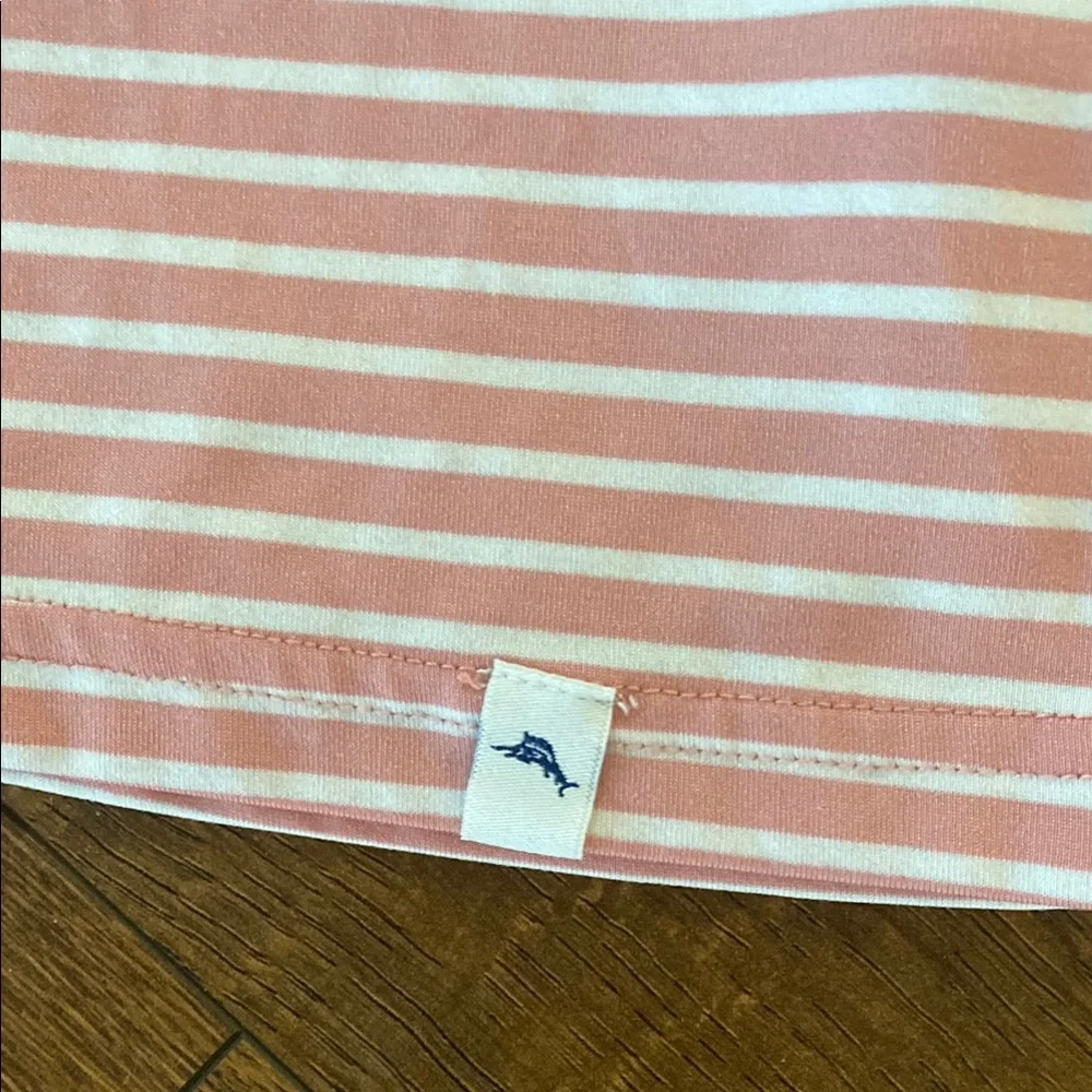 Tommy Bahama Pink and White Striped Kids Polo Shirt size Large